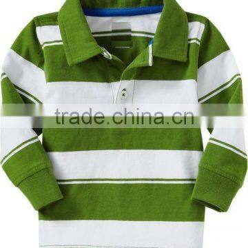 BOYS STRIPED LONG SLEEVE POLO T SHIRT