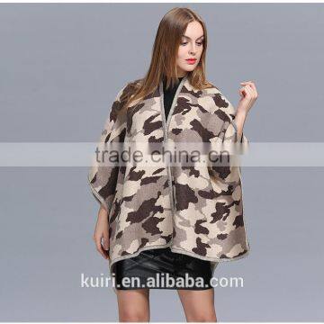 Female Bohemia Camouflage Knitted Acrylic Cardigans Kimono Plaid Cape Poncho Wool Scarf Shawl Women Lady photo-3