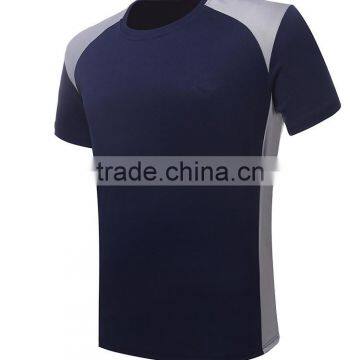 Polyester Short Sleeve Gym Quick Dry Stringer Blue White T-shirt photo-4