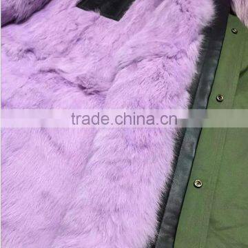 Myfur Lavender Color Dyed Raccoon Fur Hooded Ladies Parka With Fur Lining photo-4