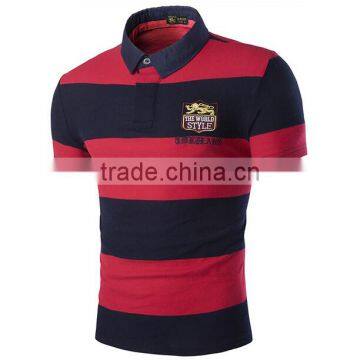 2016 Custom Factory Wholesale Striped Tee Shirt Men Short Sleeve Polo Turn-down Collar Man Shirt photo-2