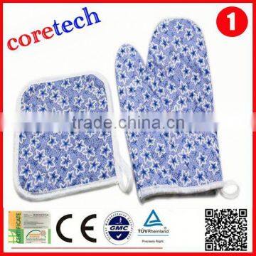 Hot Sale Printed Long Double Oven Mitt Gloves Factory photo-2