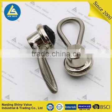Removable Metal Button Collar Extenders With Spring for Shirts/jeans/trousers With Black Crystal Mounted photo-2