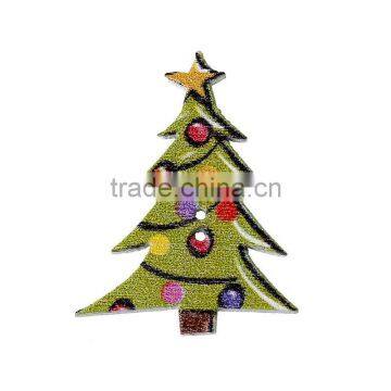 Cheap 3cmx2.3cm Christmas tree Green Two Holes Wood Button in Bulk