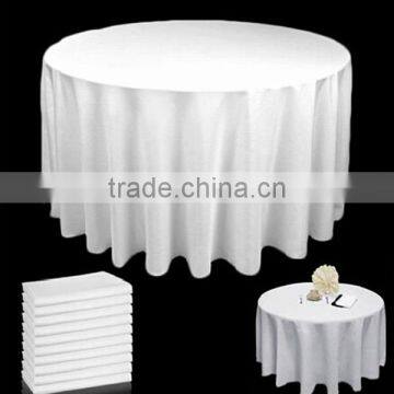 White 120" Round Tablecloth 100% Spun Polyester Fabric