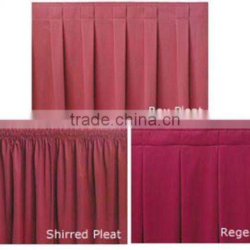 box pleats tradeshow table skirt and party polyester table skirting