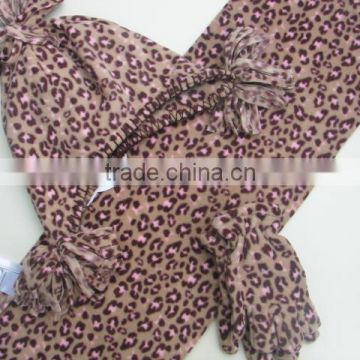 leopard print polar fleece scarf set for kid