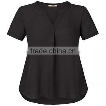 Wholesale apparel comfortable plain dyed lady sheer blouse