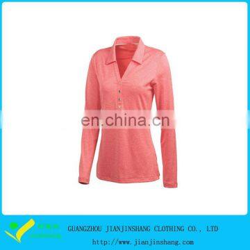 Eco-Friendly Bamboo Spandex Long Sleeve Woman's Pink Color Sexy Polo Shirts