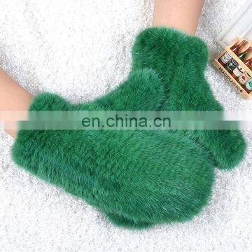 2016 new fashion genuine min fur high quality weaven fur mittens