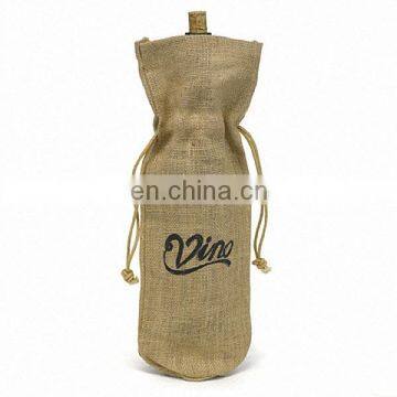 Personalized printing burlap drawstrin wine bags