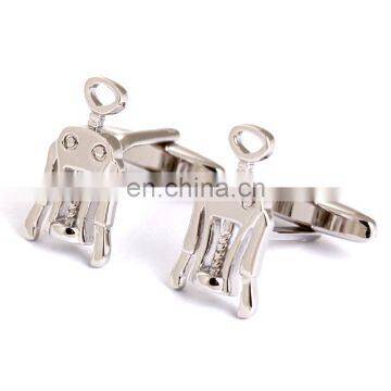 Vivid Silver Plating Wine Bottle Opener Cufflinks for Mens