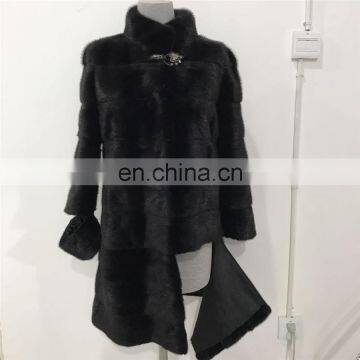 2017 new style fur suppliers lady's wholesale mink fur coat removable length and sleeve