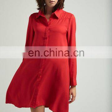 2015 Hottest Shirt Dress, Red Shirt Dress, Lady Leisure Shirt Dress