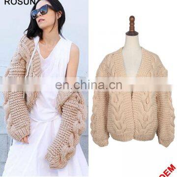 Lux Heavy Chunky Strips Handmade Woolen Cardigan Sweater