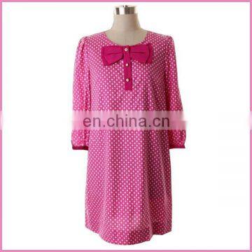 big size long sleeves chiffon front big bowknot casual lady dress