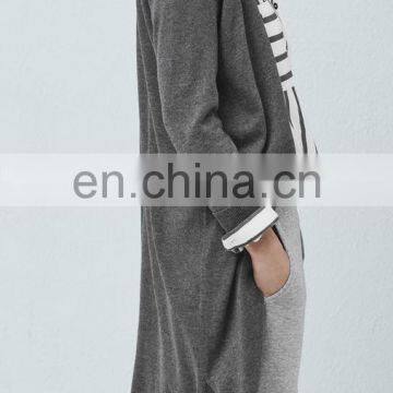 Long Cotton Cardigan Side Slit Hem Women Sweater photo-4