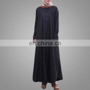 Muslim Jubah New Style Long Sleeves Abaya in Dubai Half Buttons Maxi Islamic Dresses photo-3