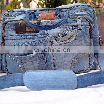 FABRIC DENIM MESSENGER BAG JEANS LOOK CROSS BODY UNISEX BAG