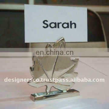 Silver Leaf Wedding Favor Place Card Holder