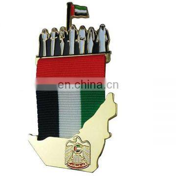 custom metal uae national day badge ribbon with sheikh face medal