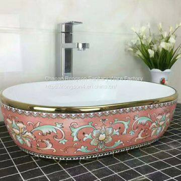 color ceramics sink bathroom luxury golden design wash basin