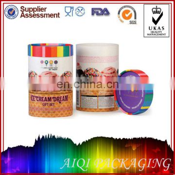 custom cylinder paper packaging cardboard ice cream box