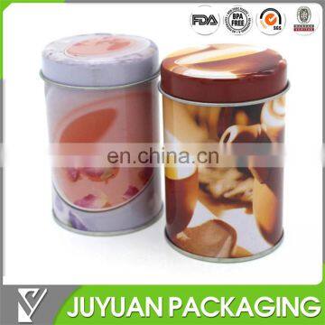 2014 Hot sale Custom high quality color small round tea coffee tin canister cans wholesale