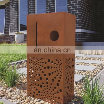 corten steel Modern Large Rustic Pillar Letterbox