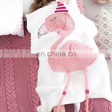 Unicorn Flamingo Organic Cotton Knitted Baby Blanket