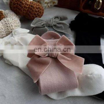 Children's Spain Autumn and Winter New Big Bow Girl Baby Socks Solid Color Mid-high Long Tube Socks photo-5