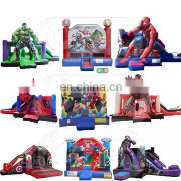 outdoor home kid module inflatable jumping castle air bounce with superhero