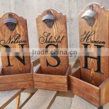 Custom Made Engraved Logo Wooden Beer Bottle Cap Catcher,Beer Openner