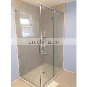 Simple tempered glass stainless steel clips shower room