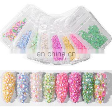 Fluorescence Nail Rhinestones Mixed Size Resin Point Bottom Rhinestones Nail Art Decoration Accessories