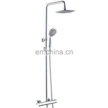 Luxury thermostiatic mixer faucet brass diverter adjustable height shower bar with rain shower head and hand shower