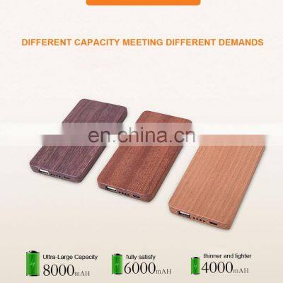 Promotional 4000mAh card powerbank, bamboo power bank, wooden powerbank