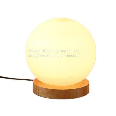 Wooden Glass LED Table Light For Bedroom Bedside Brightness Adjustable Eye Protected Reading Light US PLug Warm LED Desk Lamp photo-4