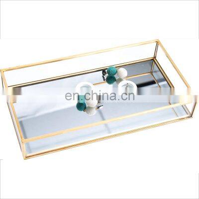 Decorative Gold Mirror Tray for Jewelry,jewelry tray storage Organizer Makeup Tray for Vanity, Dresser