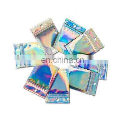 wholesale different sizes aluminum foil zip lock plastic packaging holographic bags