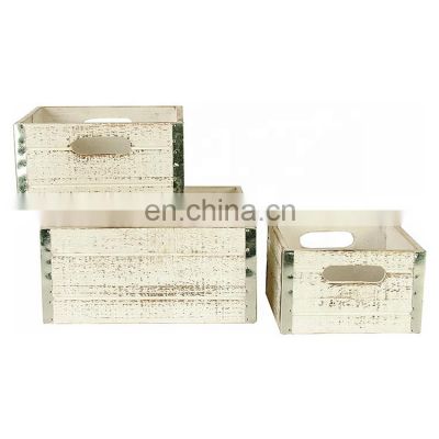 Wholesale unfinished small wooden apple crates for crafts set of 3