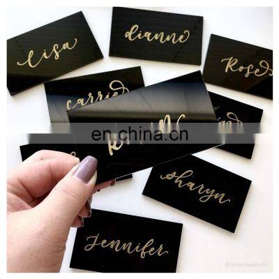 Black Acrylic Rectangle Place Cards for Wedding 20 Count