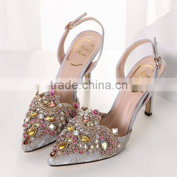 C89273A new fashion woman light mouth single shoes Diamond pointed high-heeled sandals