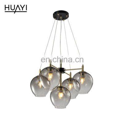 HUAYI Factory Wholesale Indoor Restaurant Decoration Hanging Modern Glass Chandelier Pendant Lights