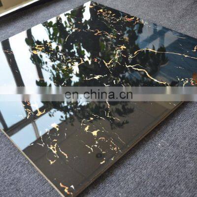 Dubai Building Ceramics Wear Resistant Black Gold Marble Floor Tile