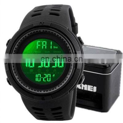 Top Selling Skmei 1251 Own Brand Cheap Digital Chrono Waterproof Gold Black Sport Wristwatch for men