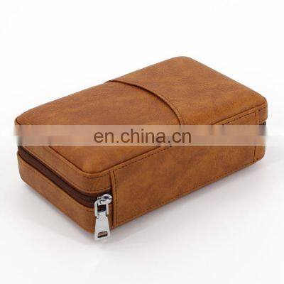 portable leather cedar cigar box spanish cedar wooden cigar  humidor travel case with strap