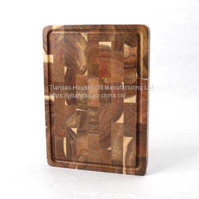 Acacia Wood Mini Cutting Board Rectangle End Grain Butcher Block Wooden Kitchen Chopping Board