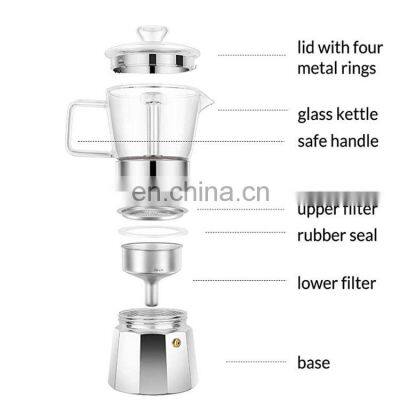 Heat Resistant Double-filtered Silver French Press Coffee Moka Espresso Coffee Pot Maker Coffee Maker photo-5