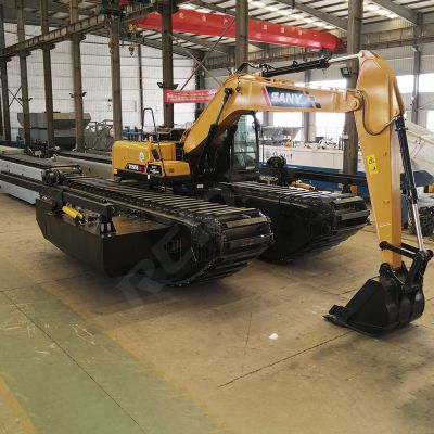 Dredging Excavator with Floating Pontoon for Marsh and Wetland